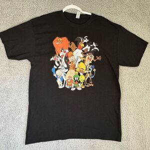 Looney Tunes Mens Black "Thats All Folks" Black Short Sleeve T-Shirt Large‎ NWOT